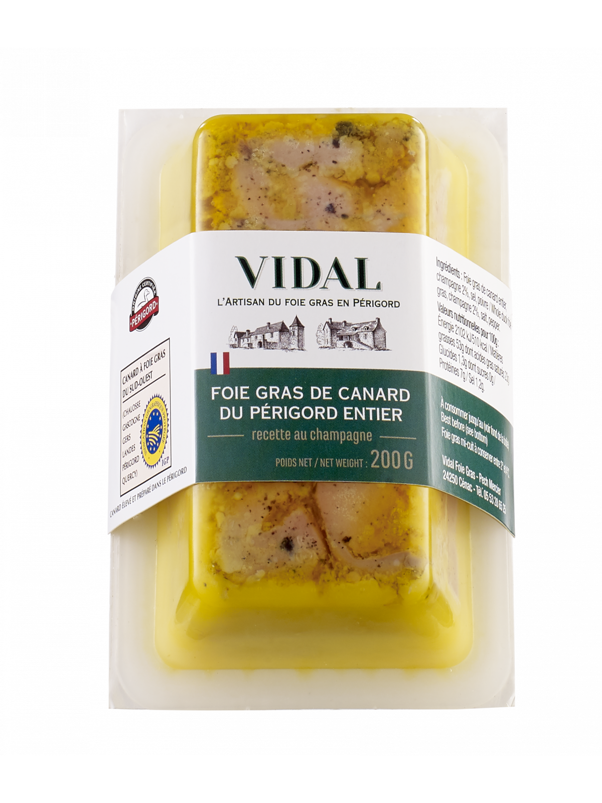 Foie Gras de Canard Entier Mi-Cuit - traditionnel 200g
